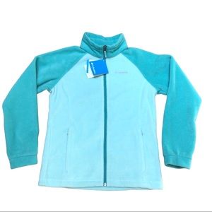 Columbia Jacket Girls LG Fleece Zip Three Lakes Full Zip NWT Teal